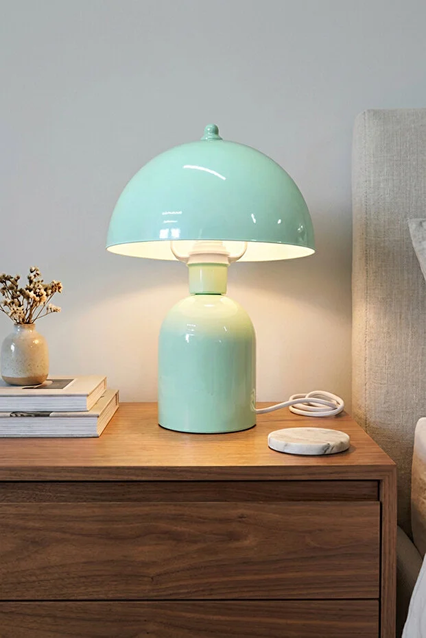 Luna Abajur | Mint Yeşili Metal Gövdeli